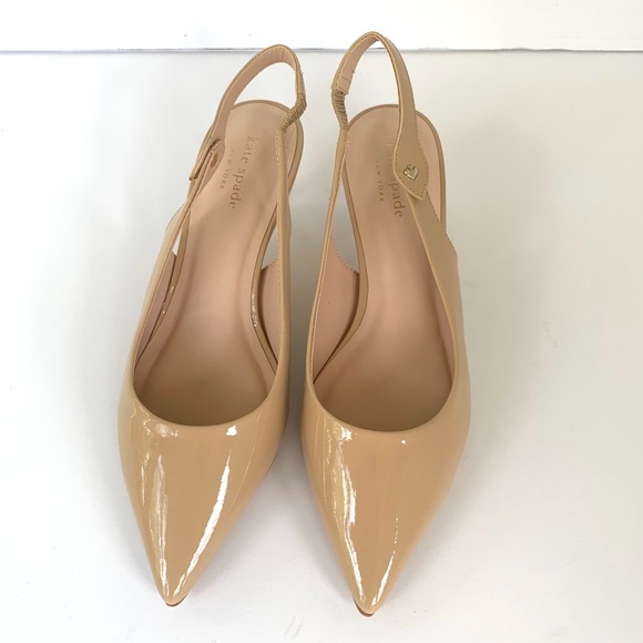 New Kate Spade Nude Kitten Heel Slingback Pump